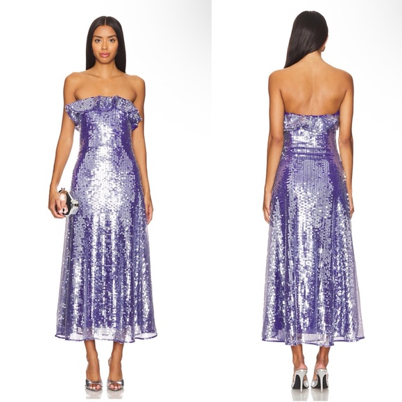 Amur Braelynn Mesh Sequin Midi Dress in Neptune Purple Revolve size US 8 $595